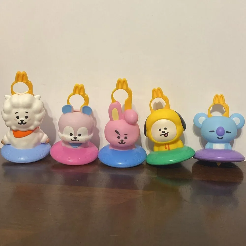 McDonald's BT21 Happy Meal Toys Set of 5 UFO Spinner Figures Yellow Hanger